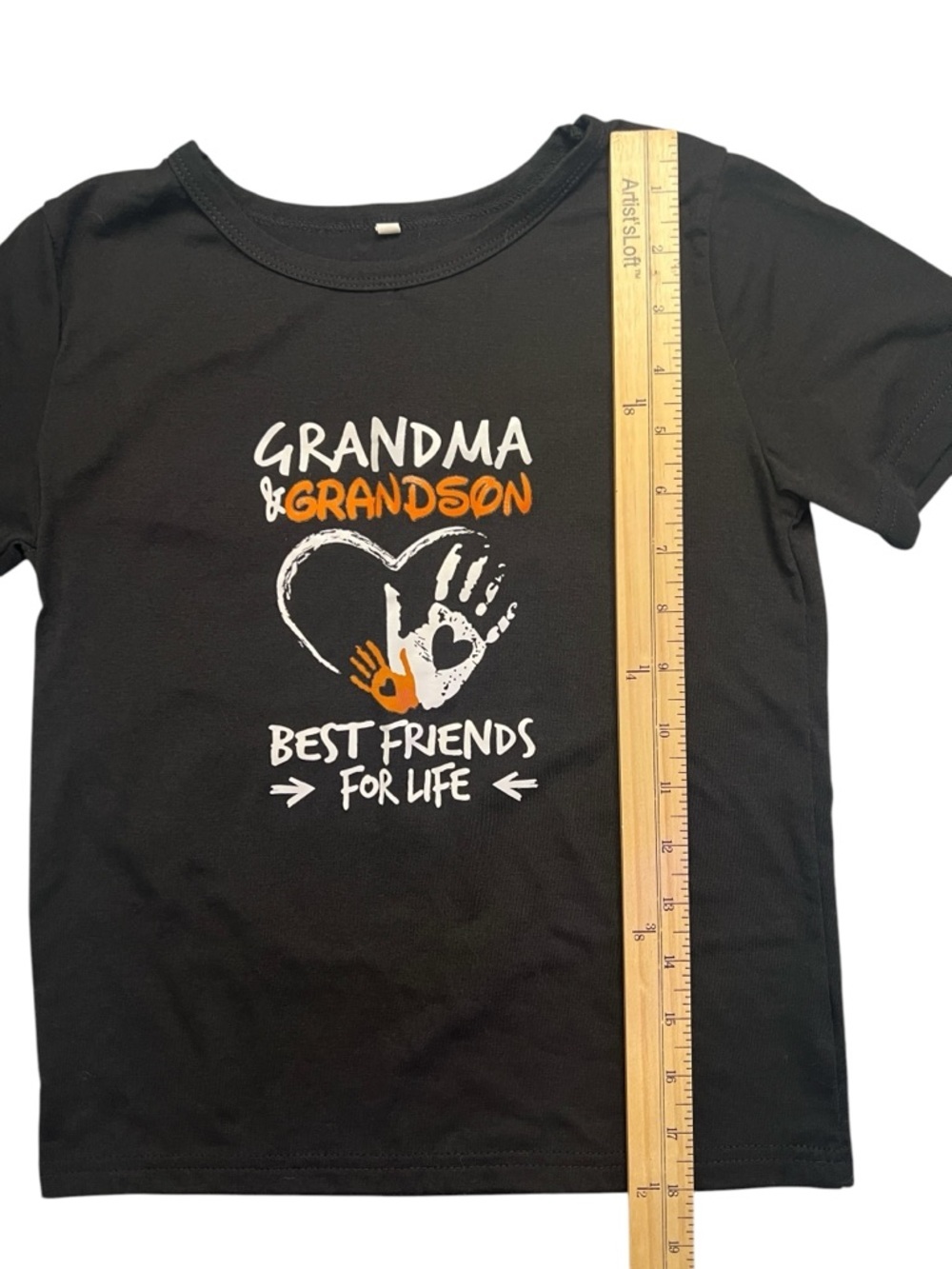 Grandma & Grandson Best Friends Tee Black Kids Shirt Graphic Size 6 Cotton - Picture 8 of 8